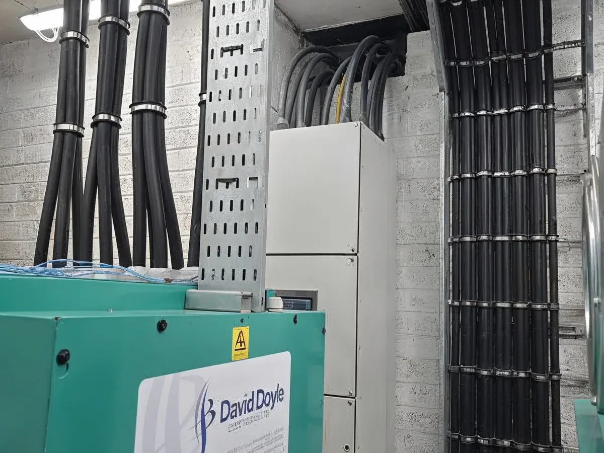 Generator and cable tray installation labelled by David Doyle Electrical